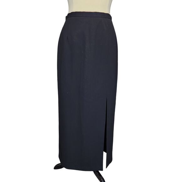 Vintage Patra Column Maxi Skirt Side Slit Crepe Acetate Black Womens Size 18 - Picture 1 of 7